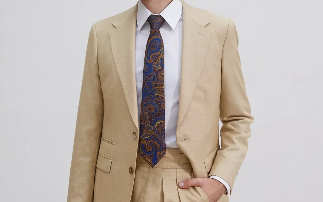 GLEN – Costume 2 pièces beige doré sur mesure