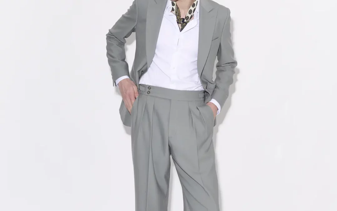 JACK – Costume 2 pièces en serge vert de gris pastel sur mesure