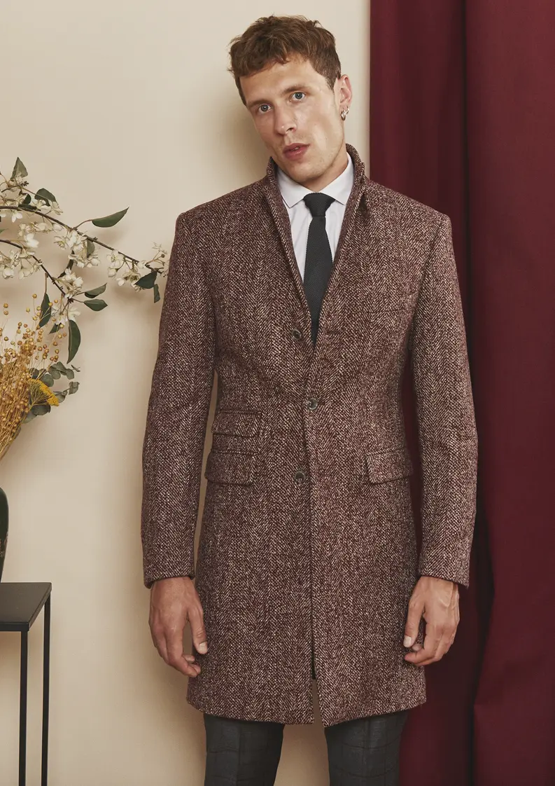 CARLO manteau drap laine chevron bordeaux lapieceur 2