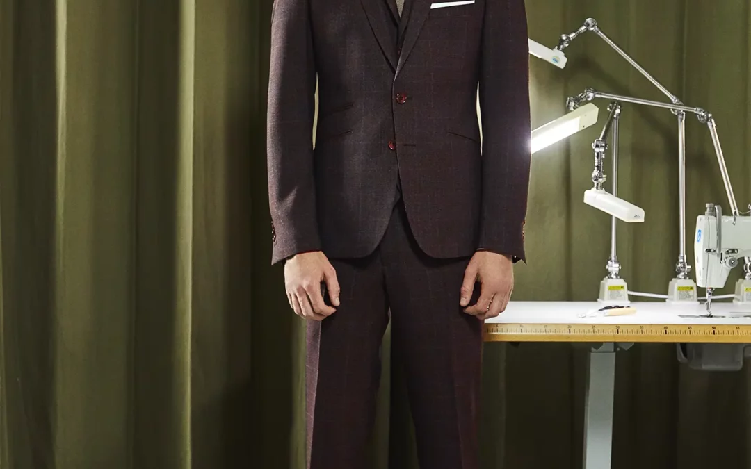 HENRY – Costume 3 pièces sur mesure en Toile de laine à motifs prince de Galles marron et noir