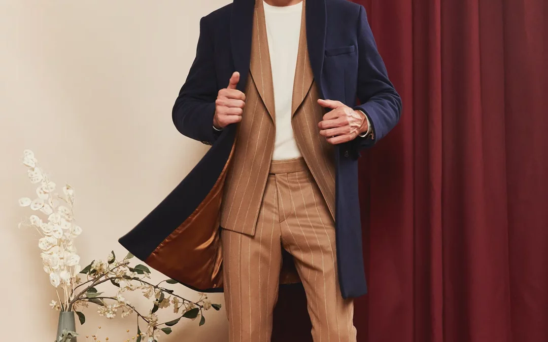 RENATO – Manteau sur mesure en Drap de laine double face bleu marine
