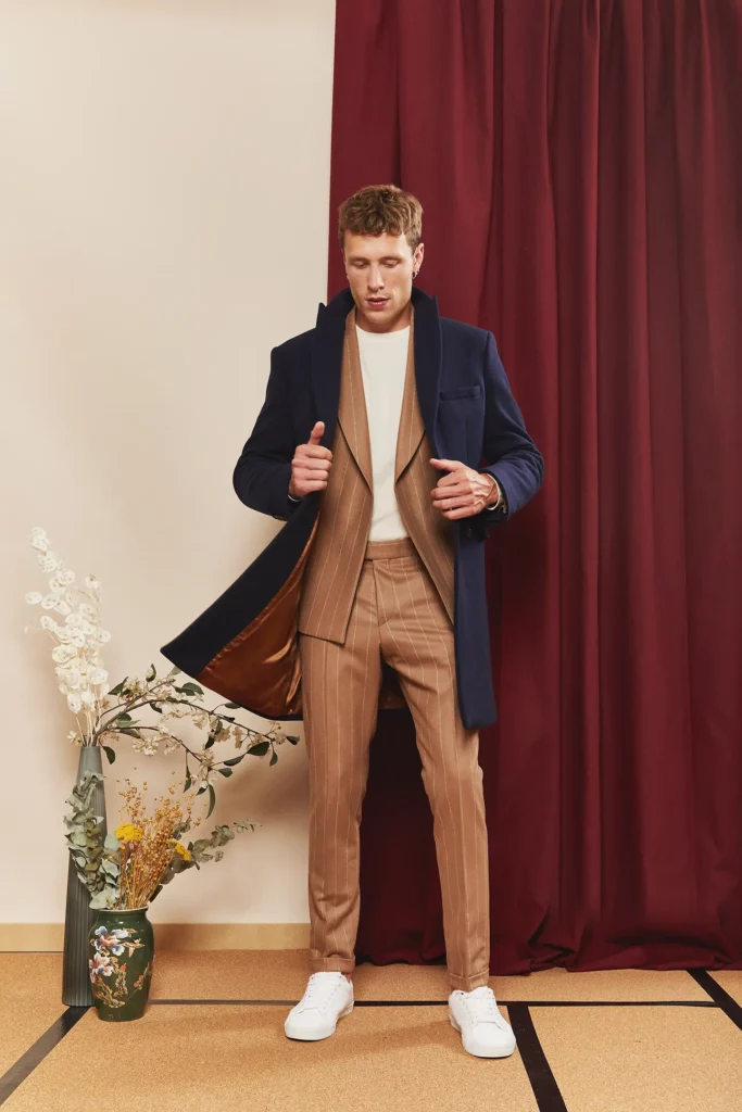 RENATO manteau drap de laine bleu lapieceur