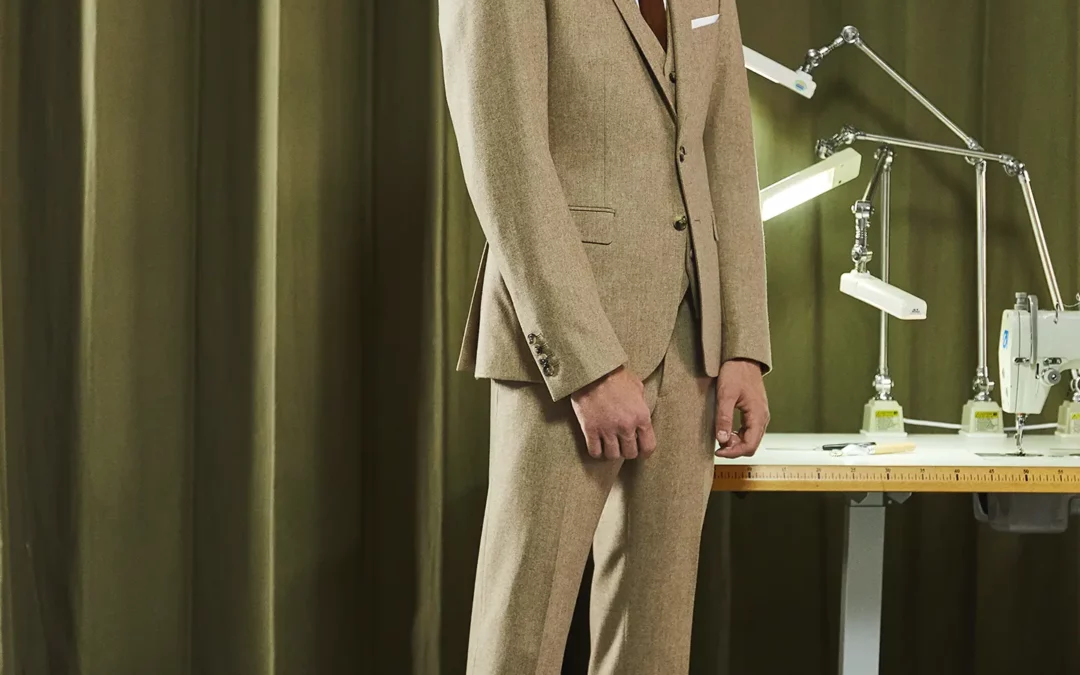 STEVEN – Costume 3 pièces sur mesure en Flanelle de laine beige