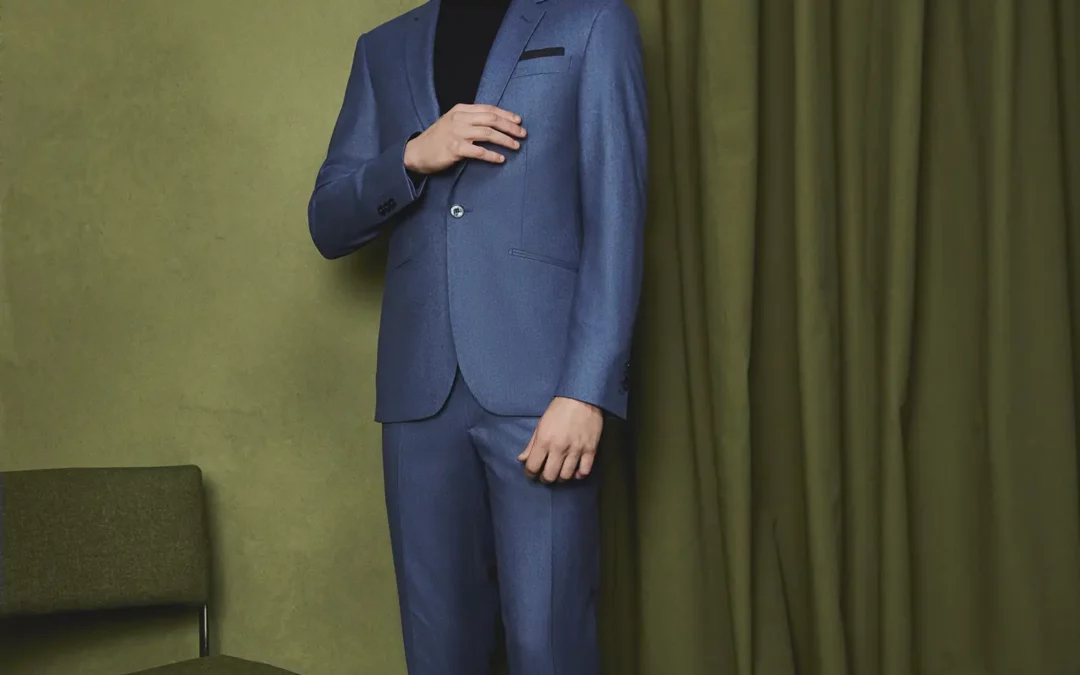 JASPER – Costume 2 pièces sur mesure en Flanelle de laine bleu clair